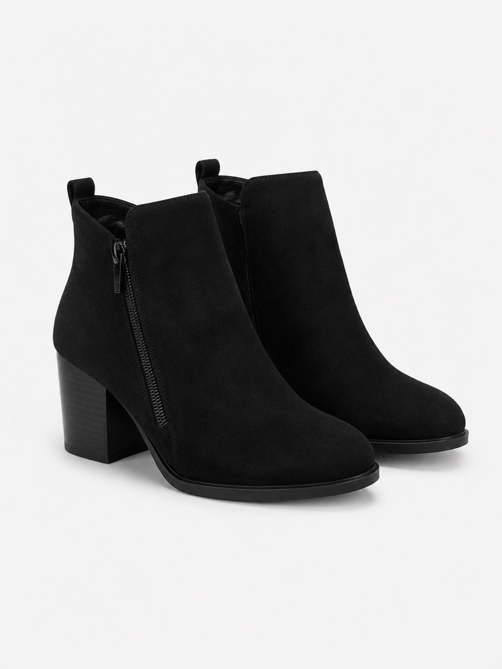 Call It Spring Black Suede Ankle Boots with Side Zip & Block Heel Size 6